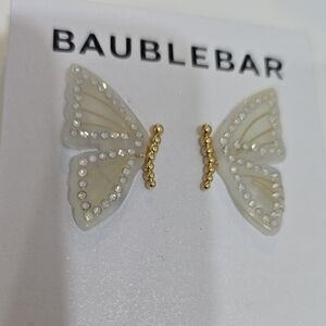 BaubleBar Gold and Cream Butterfly Earrings